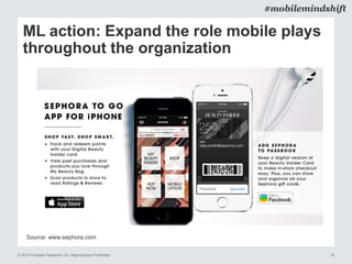 © 2014 Forrester Research, Inc. Reproduction Prohibited 16
#mobilemindshift
ML action: Expand the role mobile plays
throughout the organization
Source: www.sephora.com
 