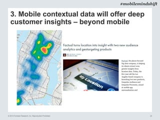 © 2014 Forrester Research, Inc. Reproduction Prohibited 23
#mobilemindshift
3. Mobile contextual data will offer deep
customer insights – beyond mobile
 