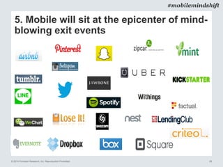 © 2014 Forrester Research, Inc. Reproduction Prohibited 29
#mobilemindshift
5. Mobile will sit at the epicenter of mind-
blowing exit events
 