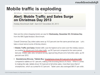 © 2014 Forrester Research, Inc. Reproduction Prohibited 8
#mobilemindshift
Mobile traffic is exploding
 