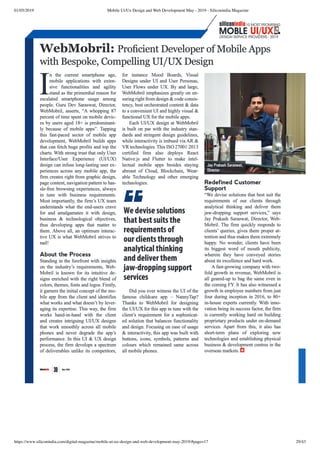 01/05/2019 Mobile Ui/Ux Design and Web Development May - 2019 - Siliconindia Magazine
https://www.siliconindia.com/digital-magazine/mobile-ui-ux-design-and-web-development-may-2019/#page=17 29/43
 