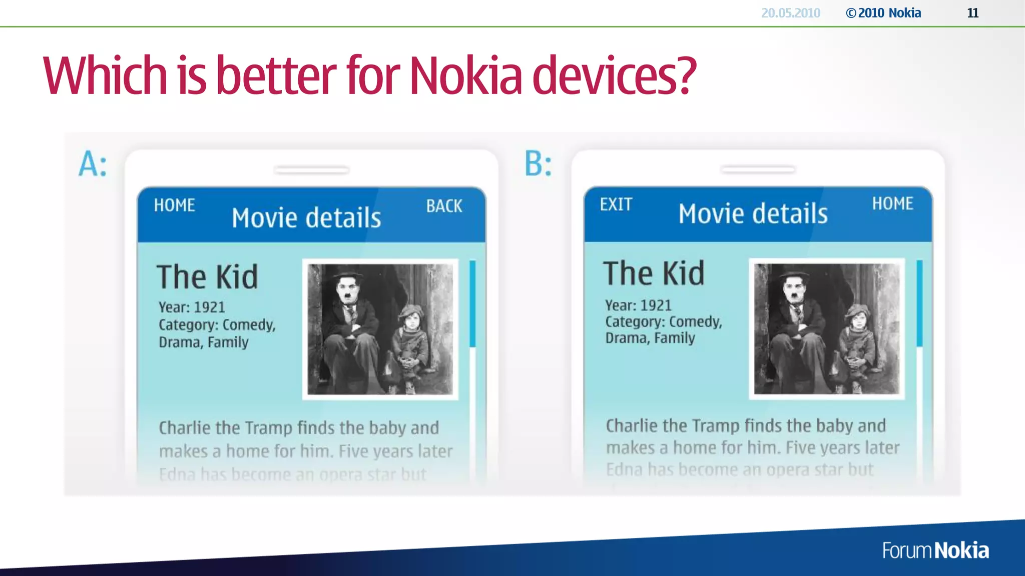 20.05.2010   © 2010 Nokia   11




Which is better for Nokia devices?
 