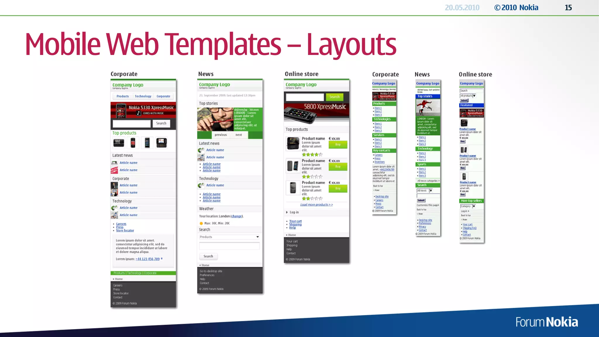 20.05.2010   © 2010 Nokia   15




Mobile Web Templates – Layouts
 