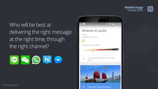 GMASA May 2015
MobileUsage
Trends2015 15
Who will be best at
delivering the right message
at the right time, through
the right channel?
 