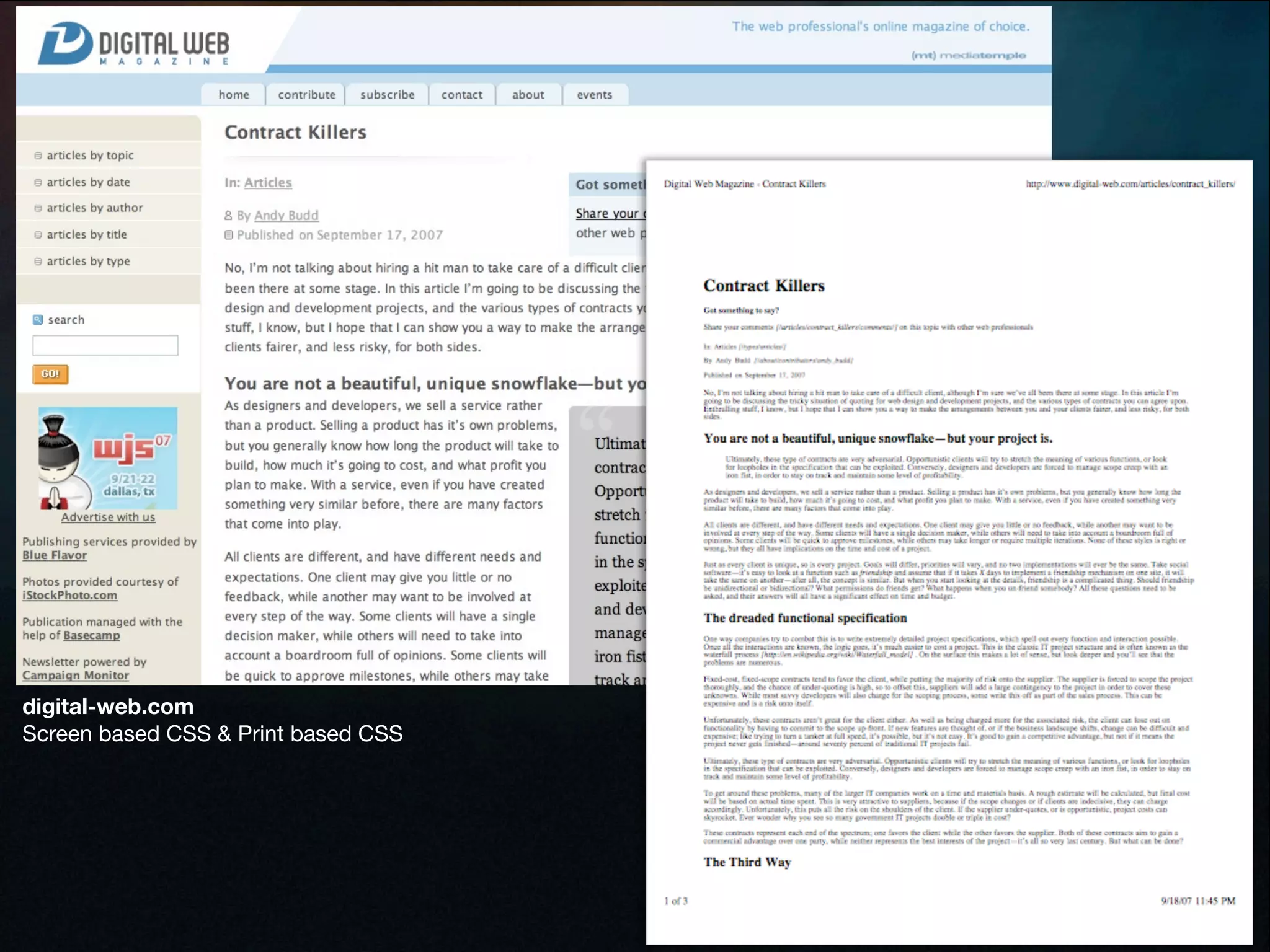 digital-web.com
Screen based CSS & Print based CSS
 