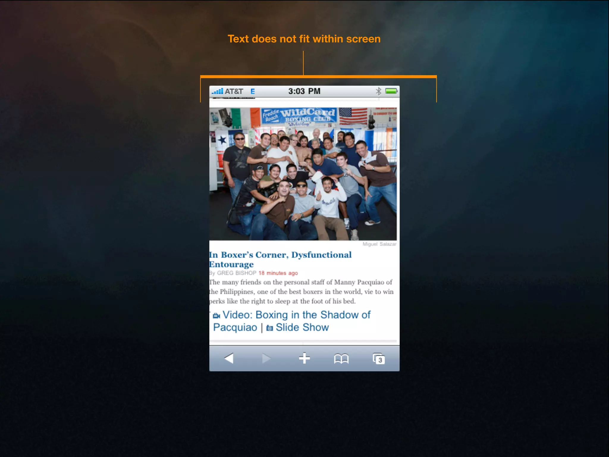 Text does not ﬁt within screen
 