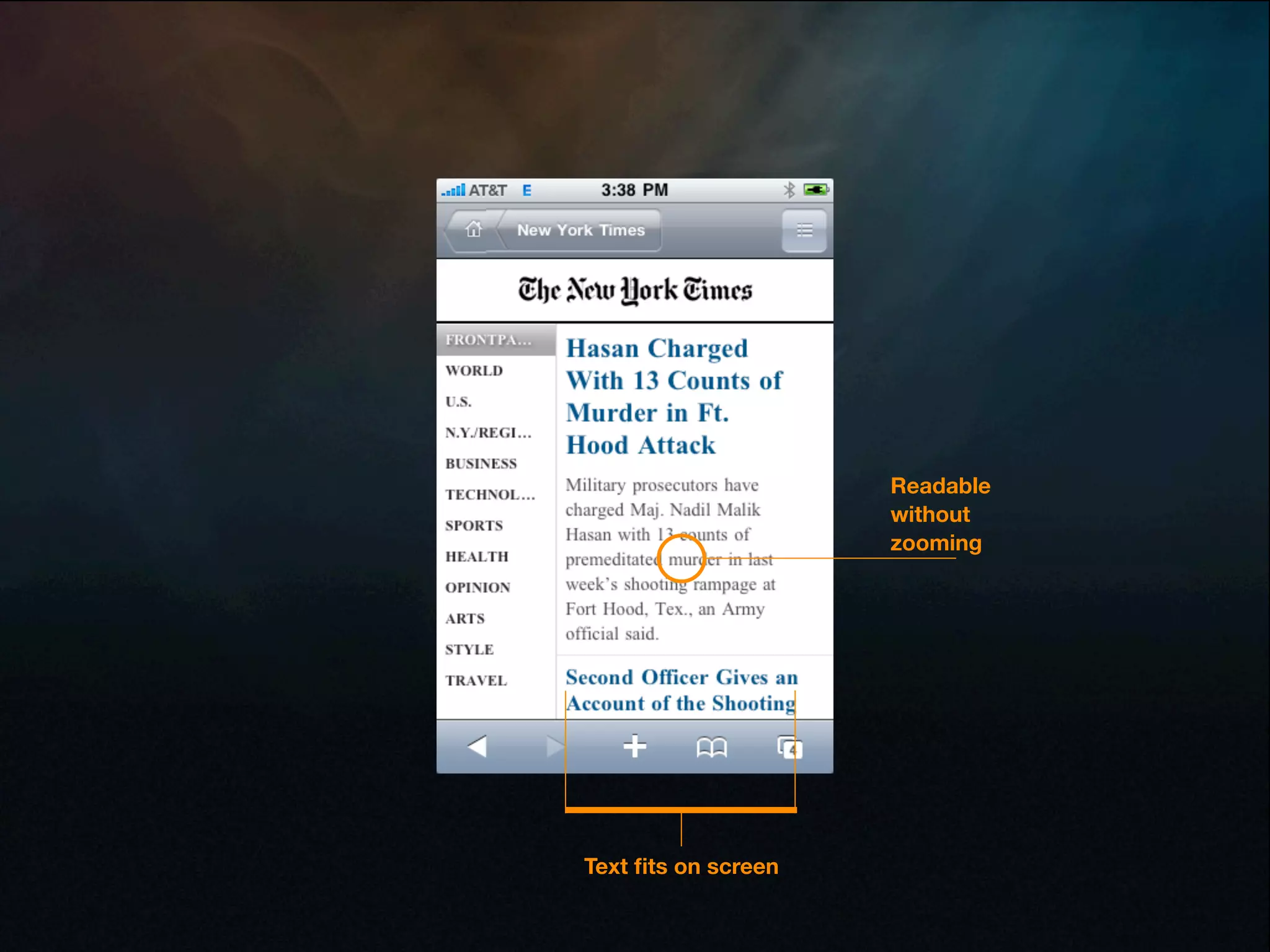 Readable
                     without
                     zooming




Text ﬁts on screen
 