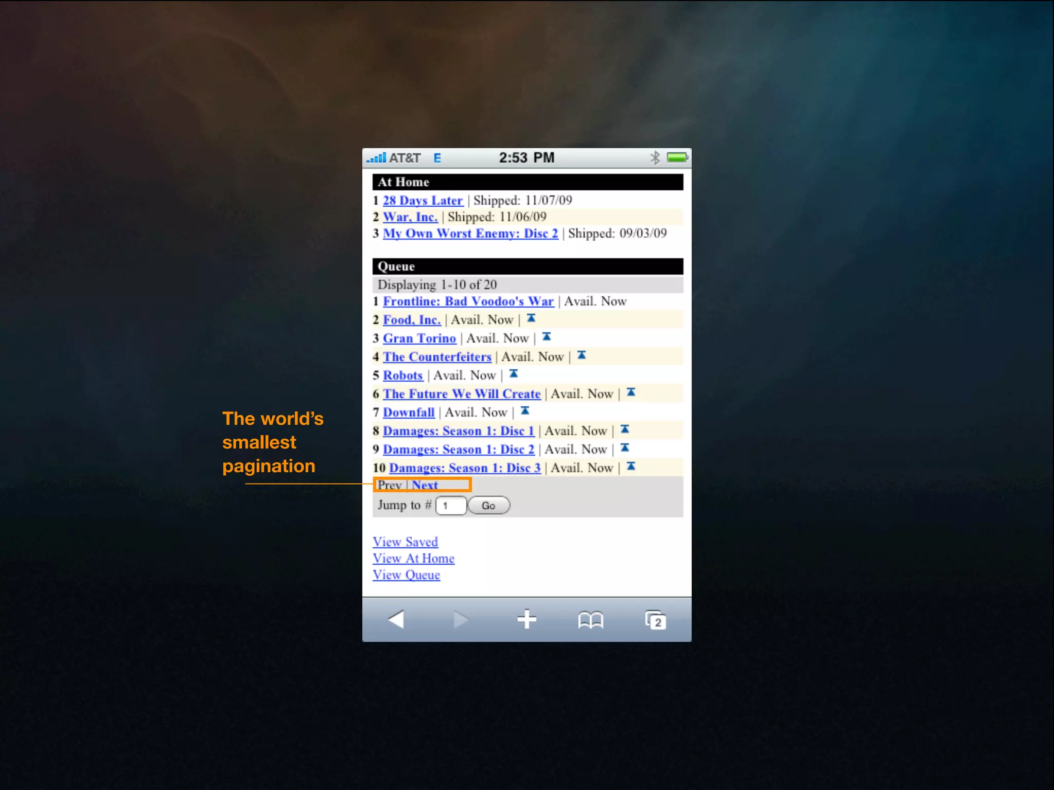 The world’s
smallest
pagination
 
