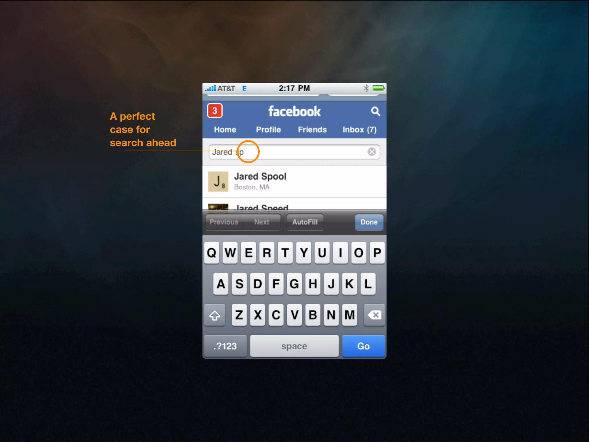 A perfect
case for
search ahead
 