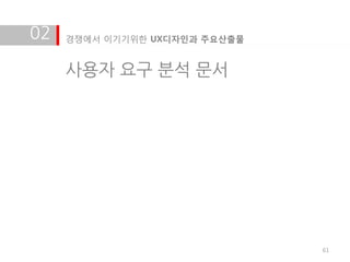 02   경쟁에서 이기기위한 UX디자인과 주요산출물


     사용자 요구 분석 문서




                               61
 