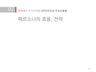 02   경쟁에서 이기기위한 UX디자인과 주요산출물


     페르소나의 효용, 전략




                               69
 