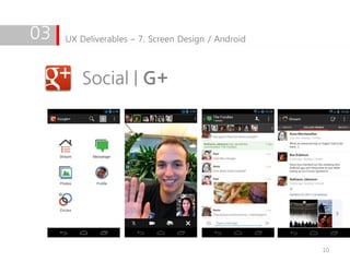03   UX Deliverables – 7. Screen Design / Android



         Social | G+




                                                    10
 