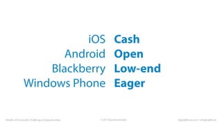 iOS
Android
Blackberry
Windows Phone
Mobile UX & Growth: Challenges & Opportunities

Cash
Open
Low-end
Eager

© 2013 Busin...