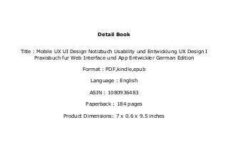 Hardcover Mobile Ux Ui Design Notizbuch Usability Und Entwicklung