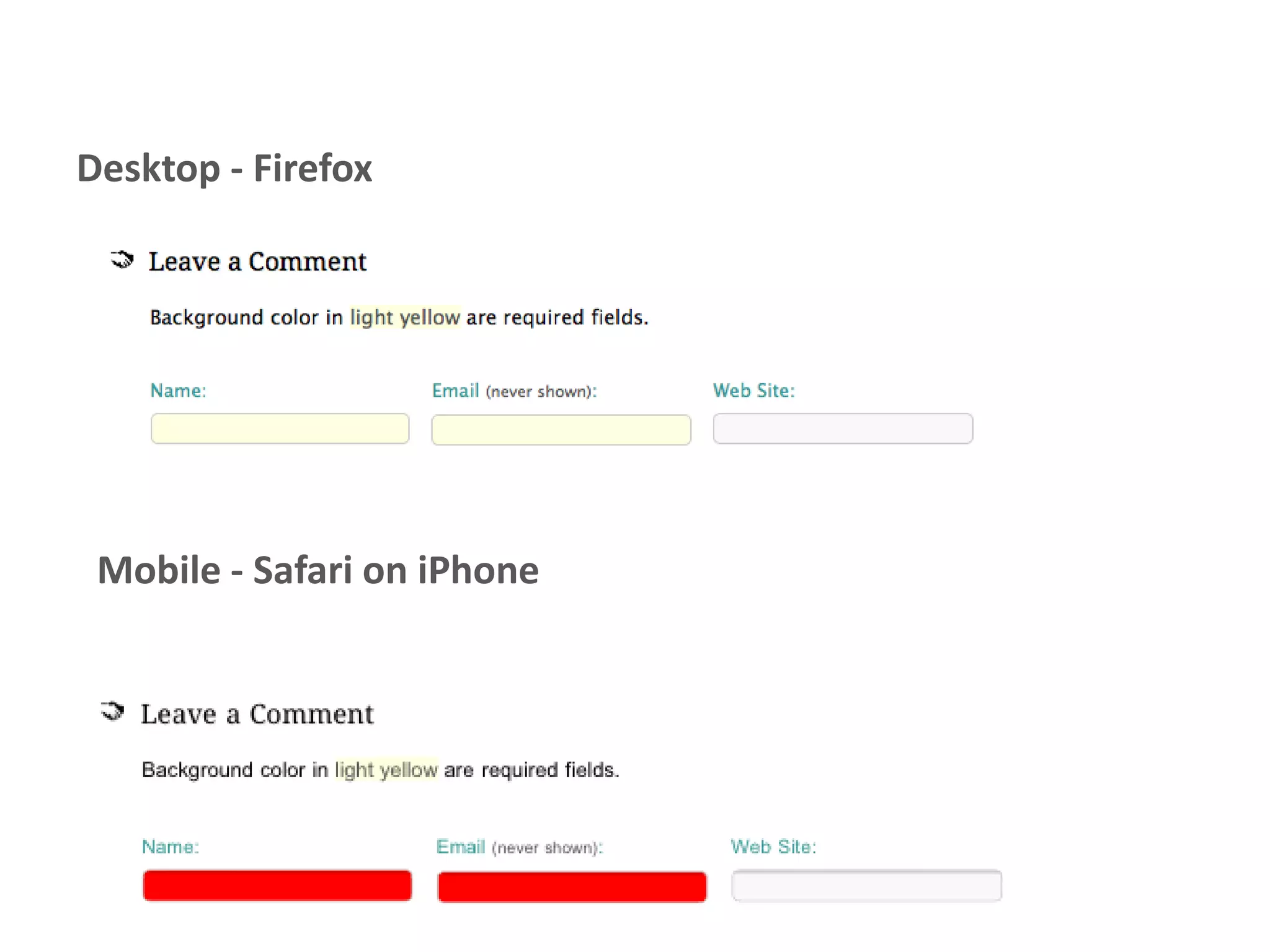 Desktop - Firefox




 Mobile - Safari on iPhone
 