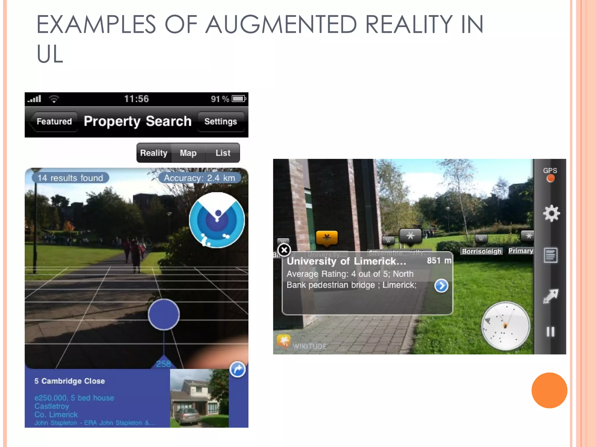 EXAMPLES OF AUGMENTED REALITY IN UL Wikitude Layar 
