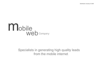 Mobileweb company © 2009 Specialists in generating high quality leads from the mobile internet 