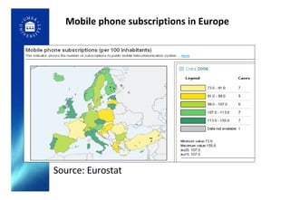 Mobile phone subscriptions in Europe Source: Eurostat 