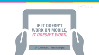 IF IT DOESN’T 
WORK ON MOBILE, 
IT DOESN’T WORK. 
@JWTINSIDE | #INSIDEinsights  