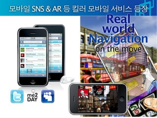 SNS & AR
             Real
             world
           Navigation
            on the move
 