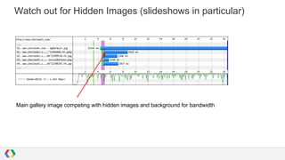 Watch out for Hidden Images (slideshows in particular)

Main gallery image competing with hidden images and background for bandwidth

 