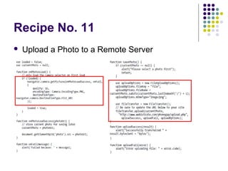 Recipe No. 11


Upload a Photo to a Remote Server

 