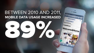 BETWEEN 2010 AND 2011,
MOBILE DATA USAGE INCREASED
89%
 