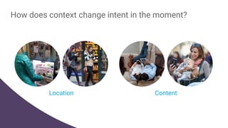 How does context change intent in the moment?
Location Content
 