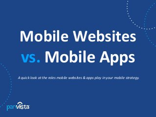 Mobile Websites
 vs. Mobile Apps
A quick look at the roles mobile websites & apps play in your mobile strategy.
 