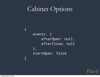 Cabinet Options

                          {
                               events: {
                                   a...