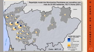 Repartição modal dos Movimentos Pendulares por concelhos com
mais de 20.000 habitantes, NUT II Norte (2001)

O

P
E
S
O
D
O
A
U
T
O
M
Ó
V
E
L
Fonte – IMTT, I.P.

42

 