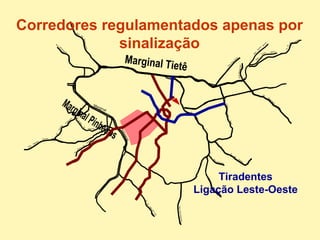 Corredores regulamentados apenas por sinalização Marginal Tietê Marginal Pinheiros Tiradentes Ligação Leste-Oeste 