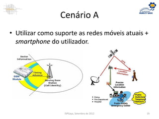 Cenário A
• Utilizar como suporte as redes móveis atuais +
smartphone do utilizador.
ISPGaya, Setembro de 2012 19
 