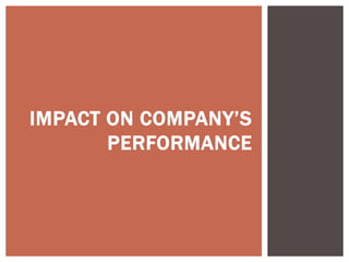 IMPACT ON COMPANY’S
PERFORMANCE
 