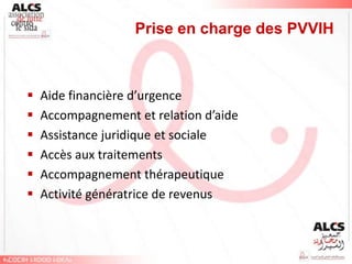 Prise en charge des PVVIH



   Aide financière d’urgence
   Accompagnement et relation d’aide
   Assistance juridique et sociale
   Accès aux traitements
   Accompagnement thérapeutique
   Activité génératrice de revenus
 
