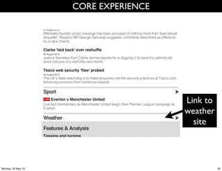 /news
Link to
weather
site
CORE EXPERIENCE
32Monday, 20 May 13
 