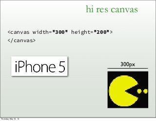 hi res canvas
<canvas width="300" height="200">
</canvas>
300px
Thursday, May 16, 13
 