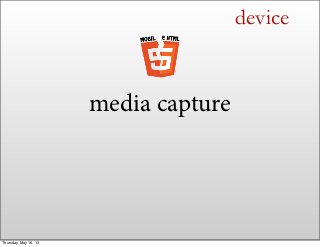 device
media capture
Thursday, May 16, 13
 