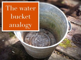The water
 bucket
 analogy
 