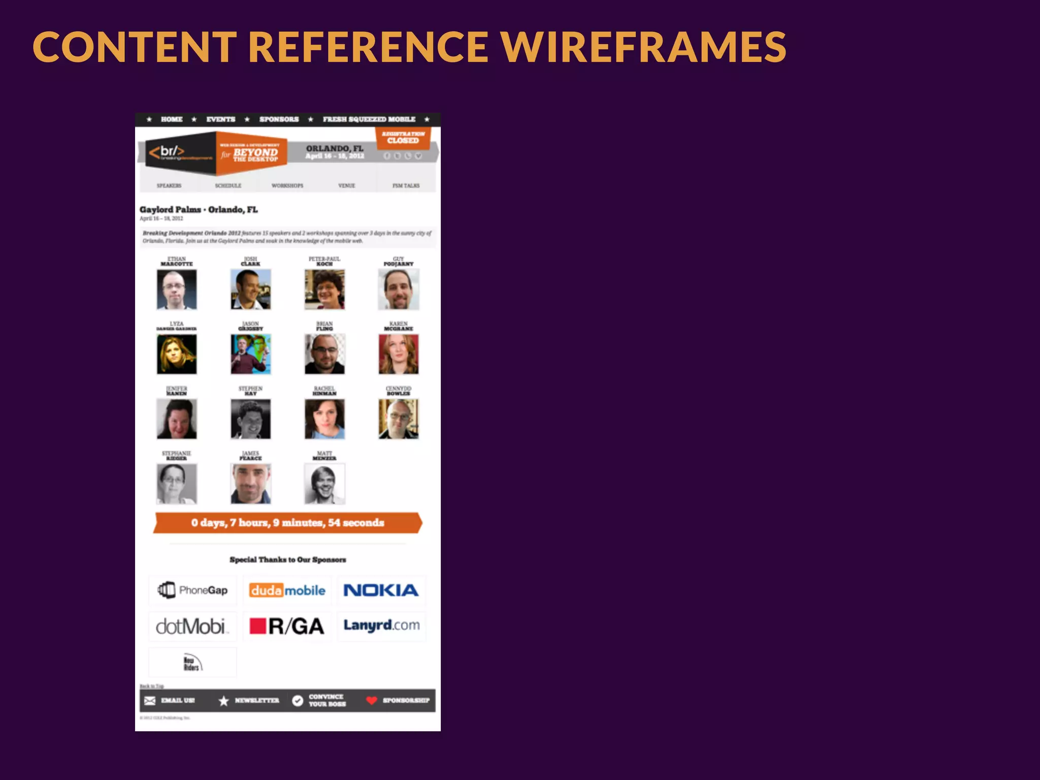 CONTENT REFERENCE WIREFRAMES
 