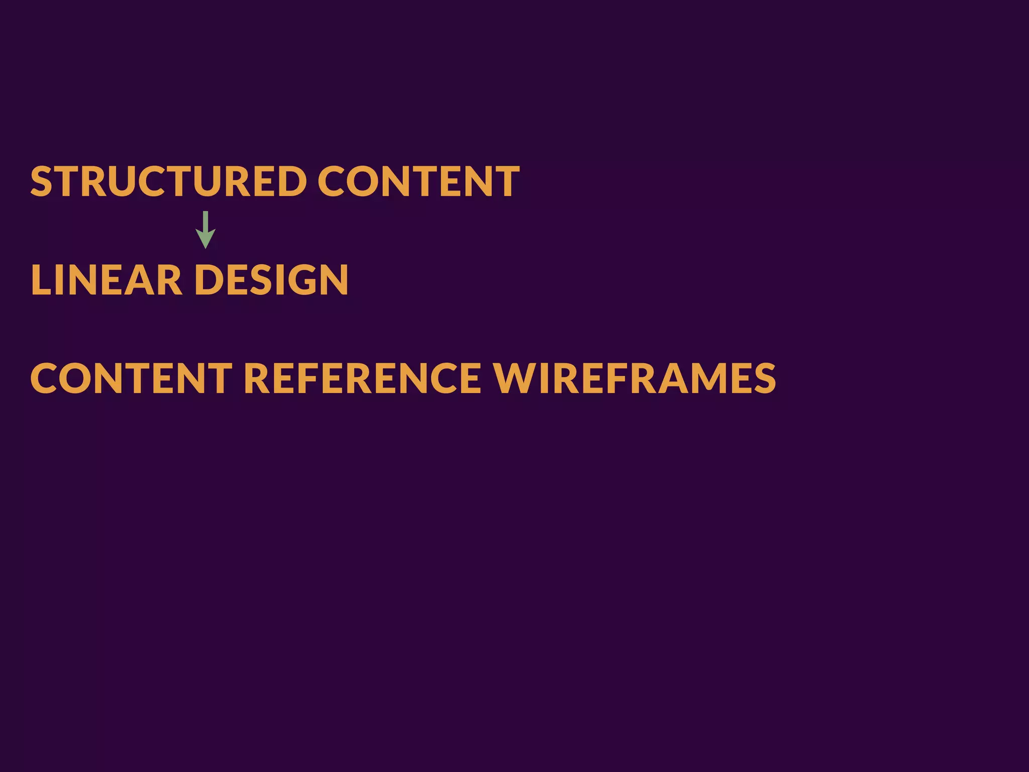 STRUCTURED CONTENT

LINEAR DESIGN

CONTENT REFERENCE WIREFRAMES
 