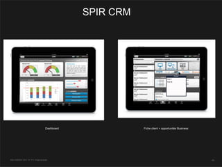 SPIR CRM




                                    Dashboard              Fiche client + opportunités Business




SQLI AGENCY 2011 © TF1- Projet Android                                                            - 62 -
 