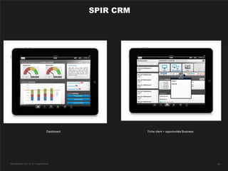 SPIR CRM




                                    Dashboard              Fiche client + opportunités Business




SQLI AGENCY 2011 © TF1- Projet Android                                                            - 62 -
 