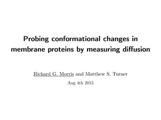 Probing conformational changes in
membrane proteins by measuring diﬀusion
Richard G. Morris and Matthew S. Turner
Aug 4th 2015
 