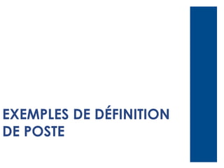 EXEMPLES DE DÉFINITION
DE POSTE

 