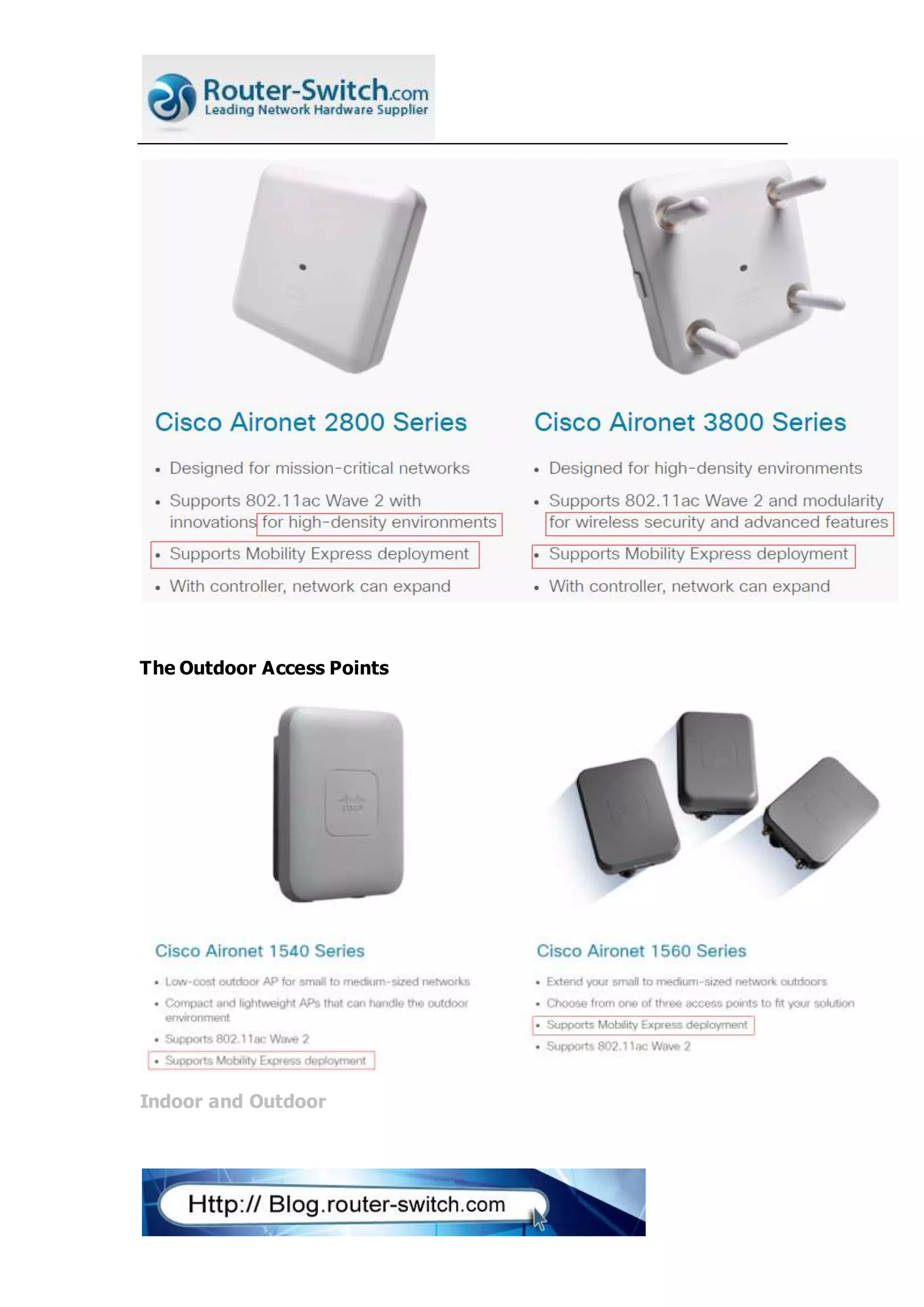 The Outdoor Access Points
Indoor and Outdoor
 