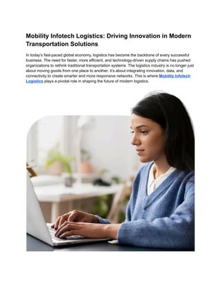 Mobility Infotech Logistics: Driving Innovation in Modern ...