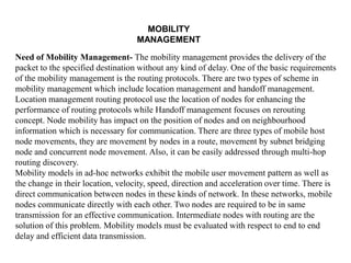 Mobility management in adhoc network | PPT