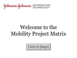 Welcome to the
Mobility Project Matrix

       Click to Begin

                          1
 