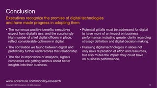 10
Conclusion
Executives recognize the promise of digital technologies
and have made progress in adopting them
Copyright ©...